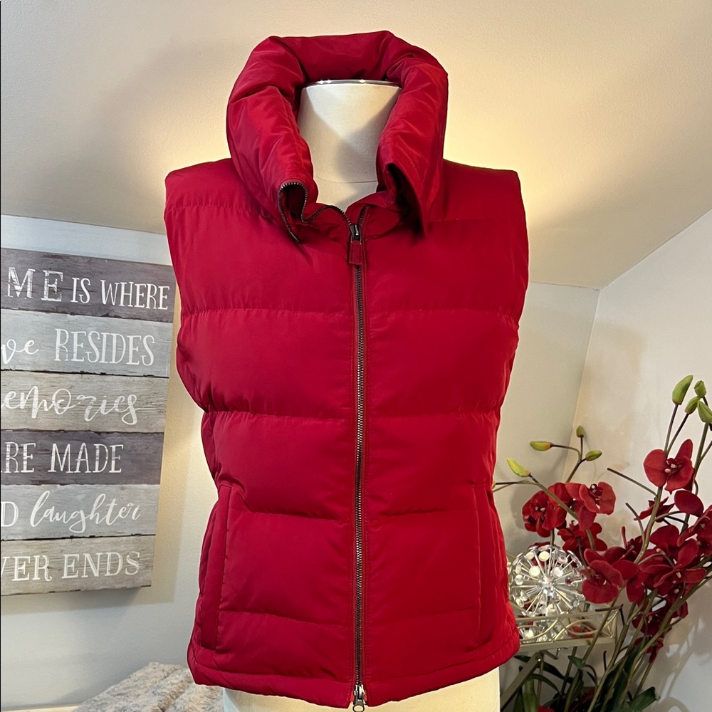 Talbots Full Zip Quilted Red Puffer Vest Size XSmall